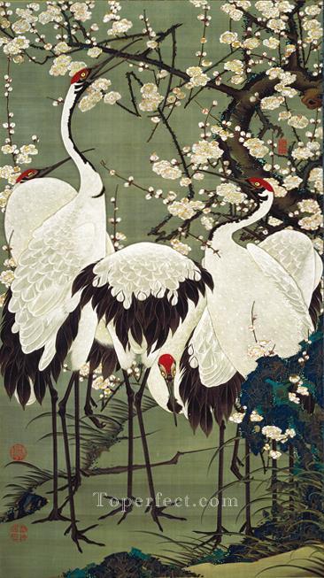 plum blossoms and cranes Ito Jakuchu Japanese Oil Paintings